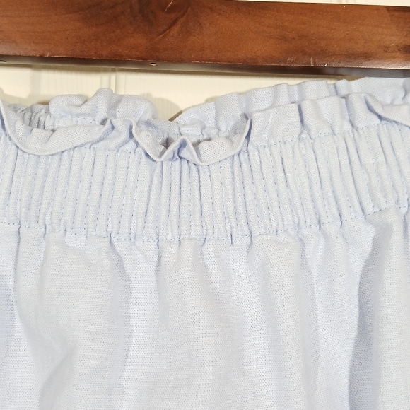 J Crew Baby Blue Cotton Linen Blend Pull On Skirt - Picture 10 of 10